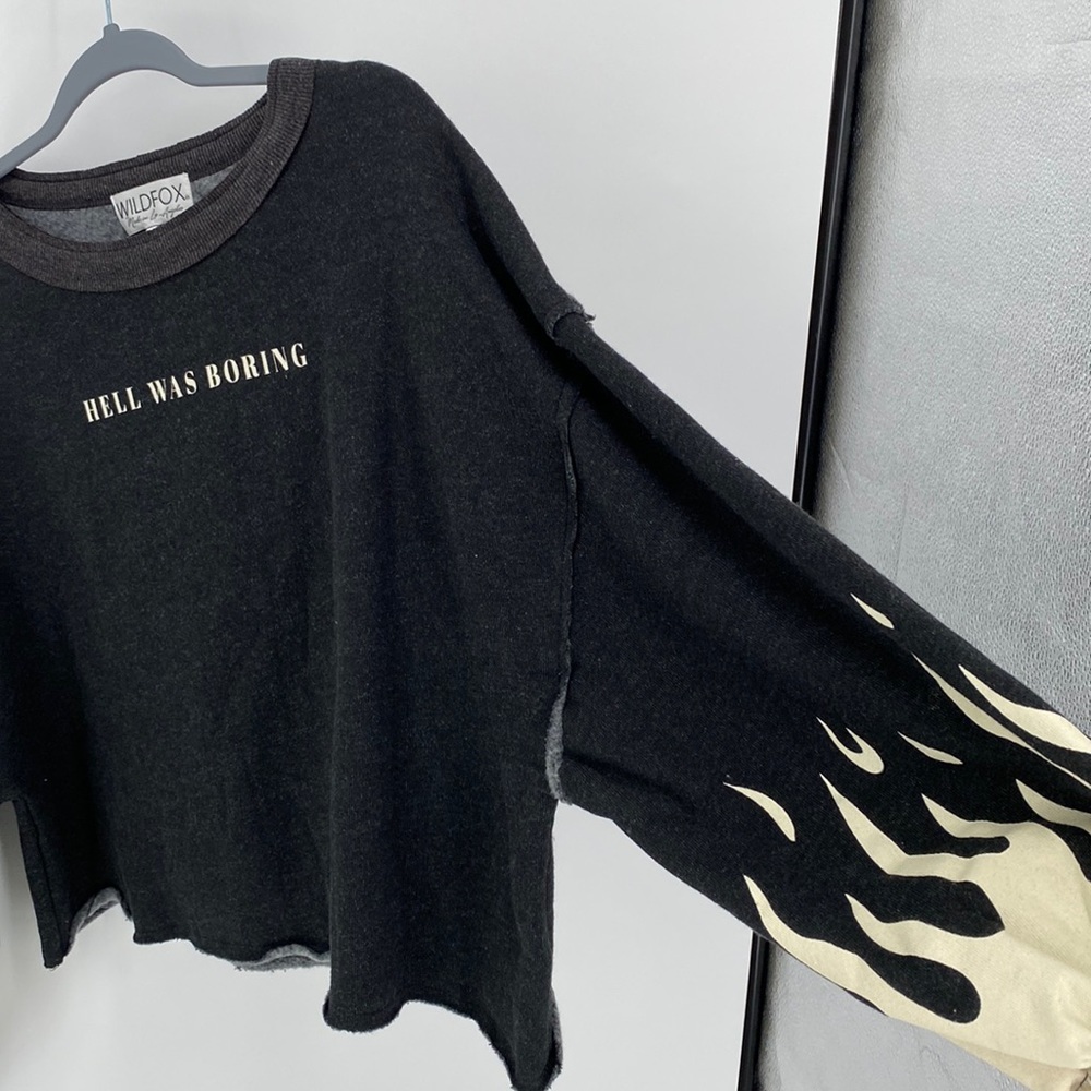 Wildfox Flame Raglan Sleeve Sweatshirt Size Small - Picture 4 of 11